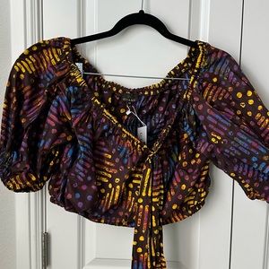 African print top - cropped